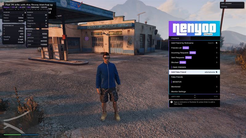 The friends menu with friend requests, blocked players, fake friends and monitor options